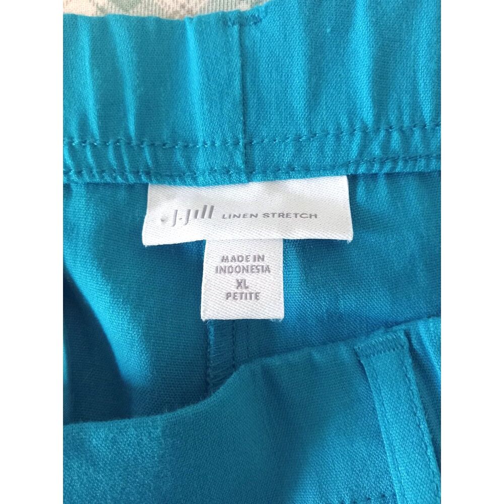 J Jill XL Petite XLP Linen Stretch Cropped Pants Turquoise Aqua - Picture 5 of 5